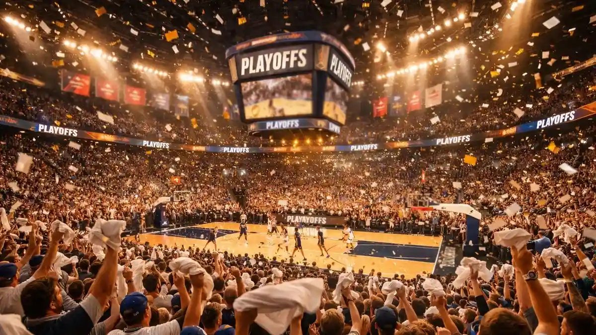 Intensive Playoff-Atmosphäre in einer ausverkauften Basketballarena